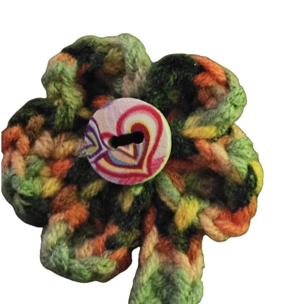 Handmade Bookmark Crochet Purse Charm Floral multicolor Zipper pull Bohemian